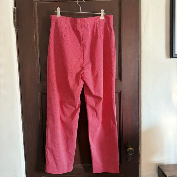 LAUREN Ralph Lauren | Red and White Check Stretch Cotton Tailored Pants | 12 - Picture 3 of 7